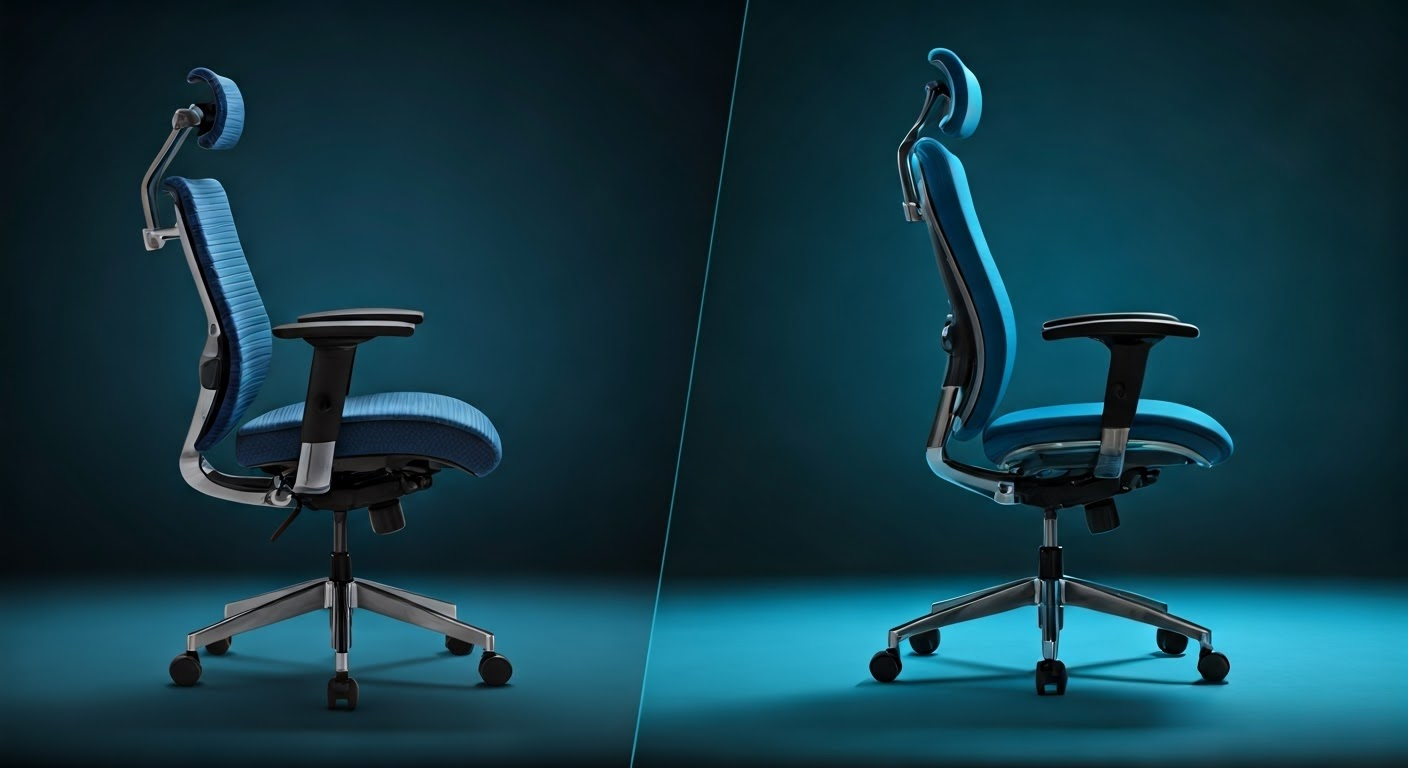 Vergleich zwischen ergonomischem Büro- und Gamingstuhl.